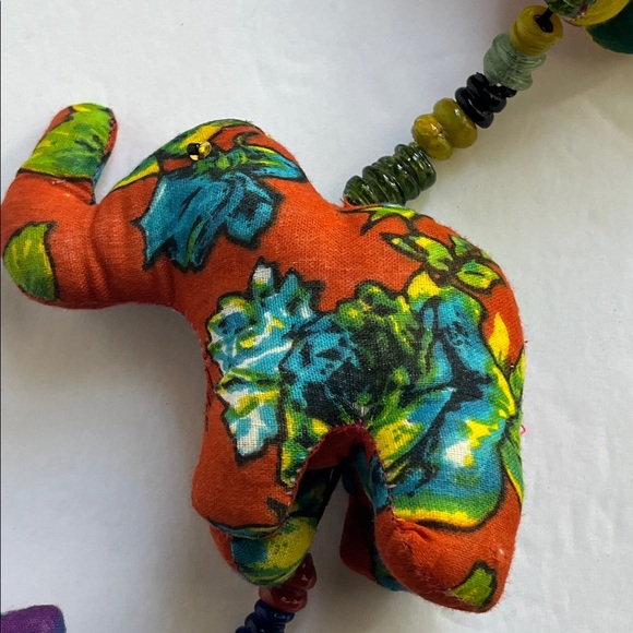 Elephant Garland World Market Handcrafted Fabric Beads Bell - Picture 5 of 10